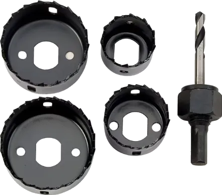 JUEGO DE SIERRAS COPA PARA CERRADURA 6 PCS 32mm, 38mm, 44mm Y 54mm