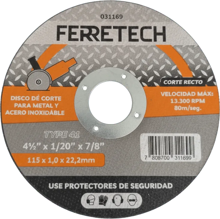 DISCO CORTE METAL 4 1/2" x 1mm x 7/8" T41