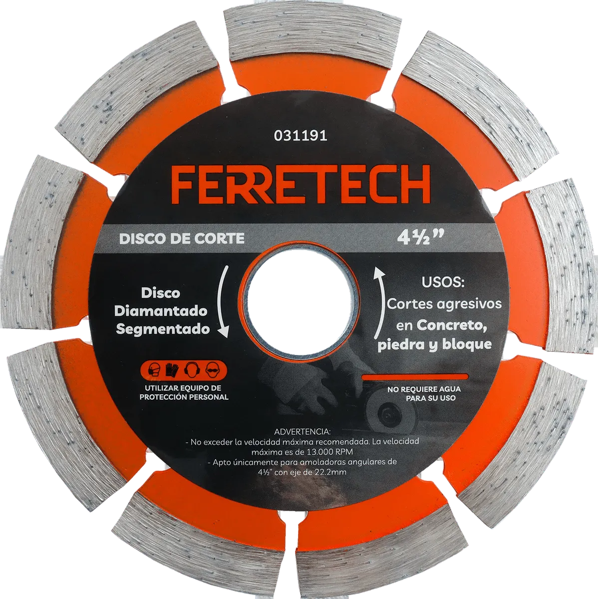 Disco diamantado segmentado 4½" Ferretech